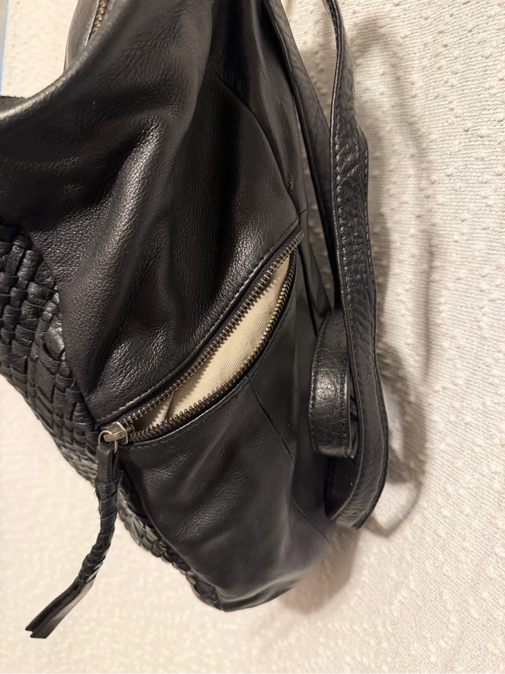 Black Woven Leather Backpack - Sleek Everyday Carry - Picture 3 of 9